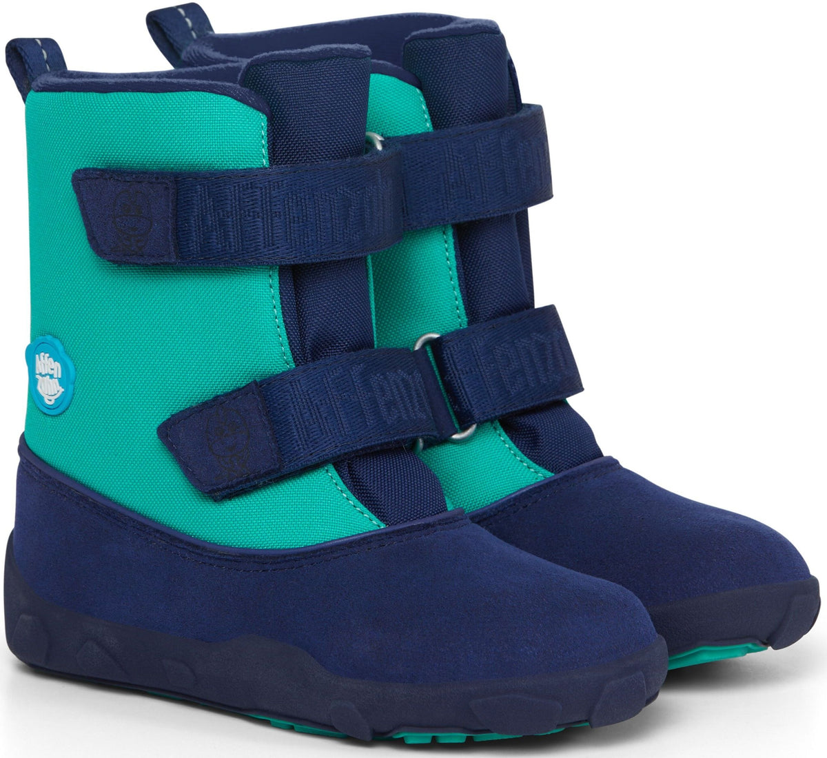 Dětské barefoot boty Affenzahn Minimal Highboot Vegan Dino - Green/Blue - AFZ-SHB-223