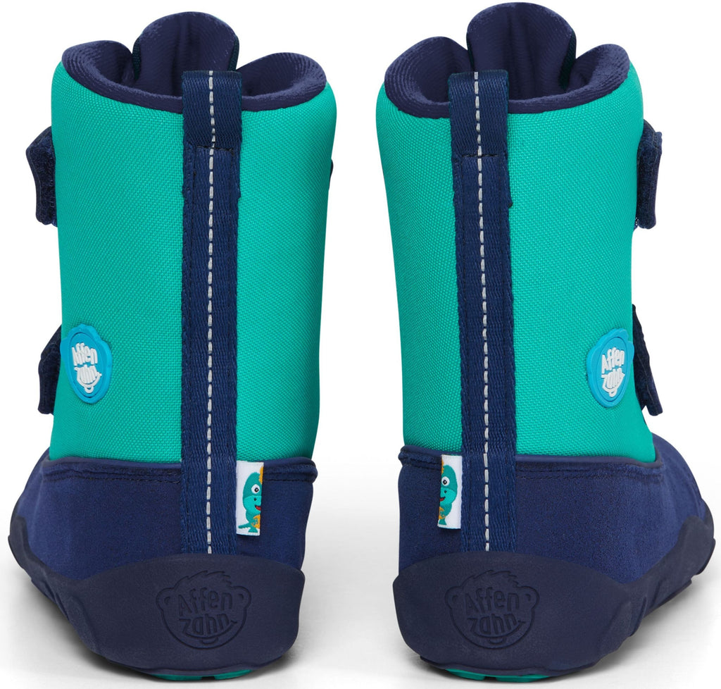 Dětské barefoot boty Affenzahn Minimal Highboot Vegan Dino - Green/Blue - AFZ-SHB-223 (Velikost 21)