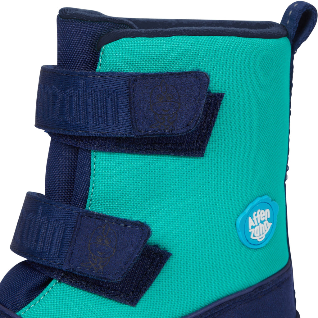 Dětské barefoot boty Affenzahn Minimal Highboot Vegan Dino - Green/Blue - AFZ-SHB-223 (Velikost 21)