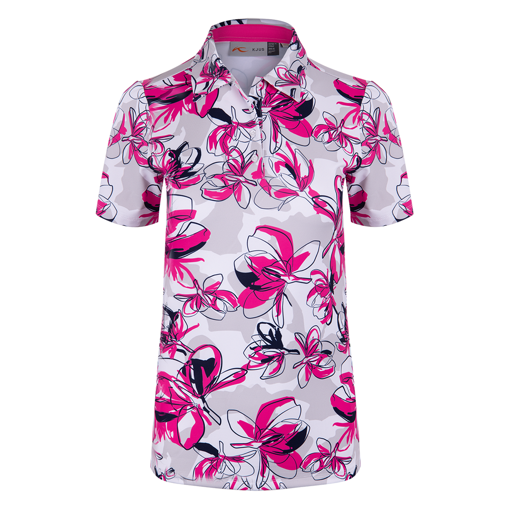 Dívčí triko Kjus Girls Printed Polo S/S Magenta/Alloy