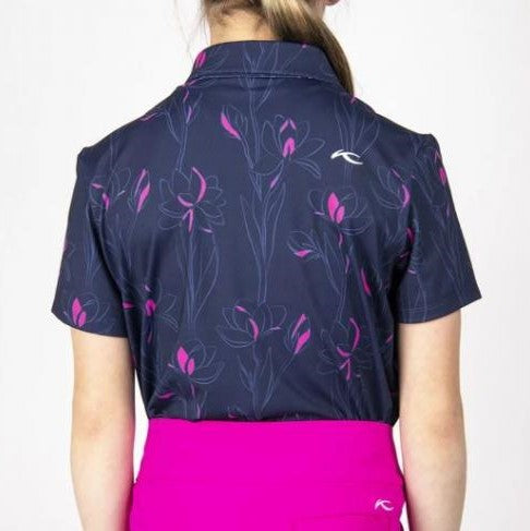 Dívčí triko Kjus Girls Printed Polo S/S Atlanta Blue/Magenta (Velikost 164)