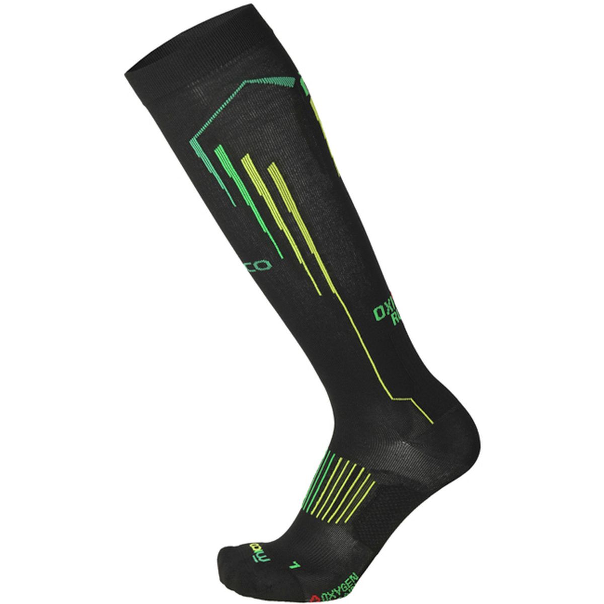 Mico LIGHT W. COMPRESSION RUN LONG SOCKS, NERO VERDE FLUO, XXL – obrázek 1