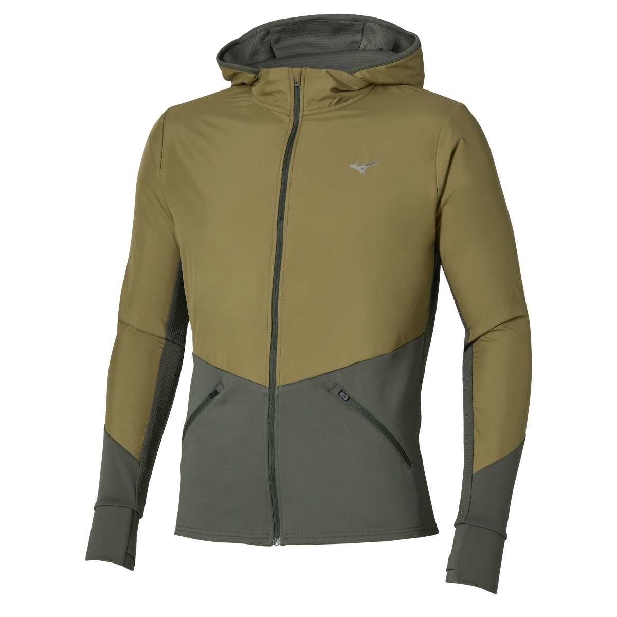 Mizuno Active Warmalite Hybrid Full Zip Hooded Long Sleeve Top  / Forest Night / Martini Olive / L – obrázek 1