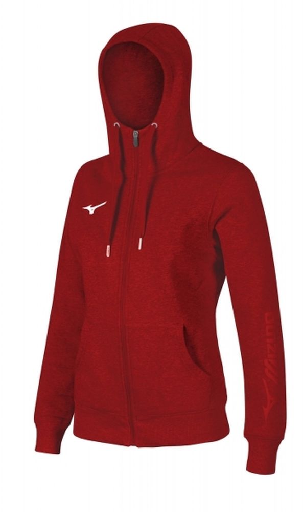 Mizuno Sweat FZ Hoodie W/Red/L – obrázek 1