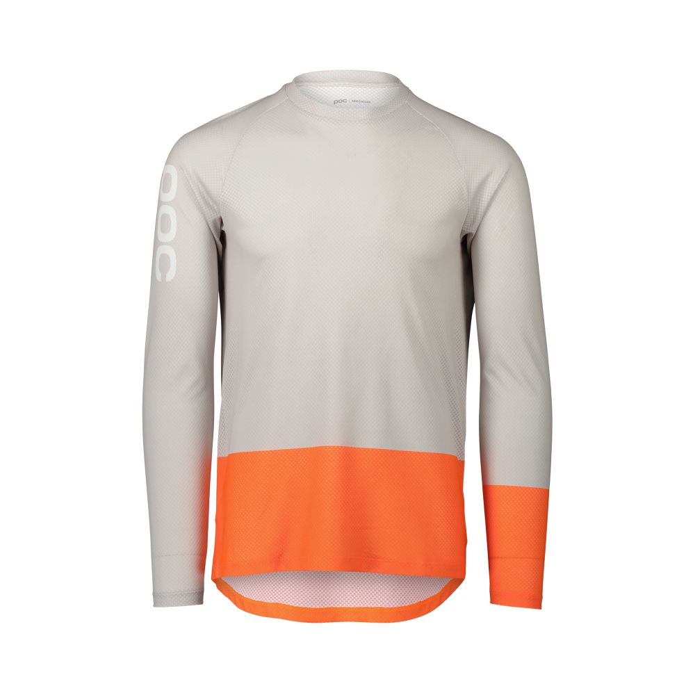 Poc MTB Pure LS Jersey Granite Grey/Zink Orange XLG – obrázek 1