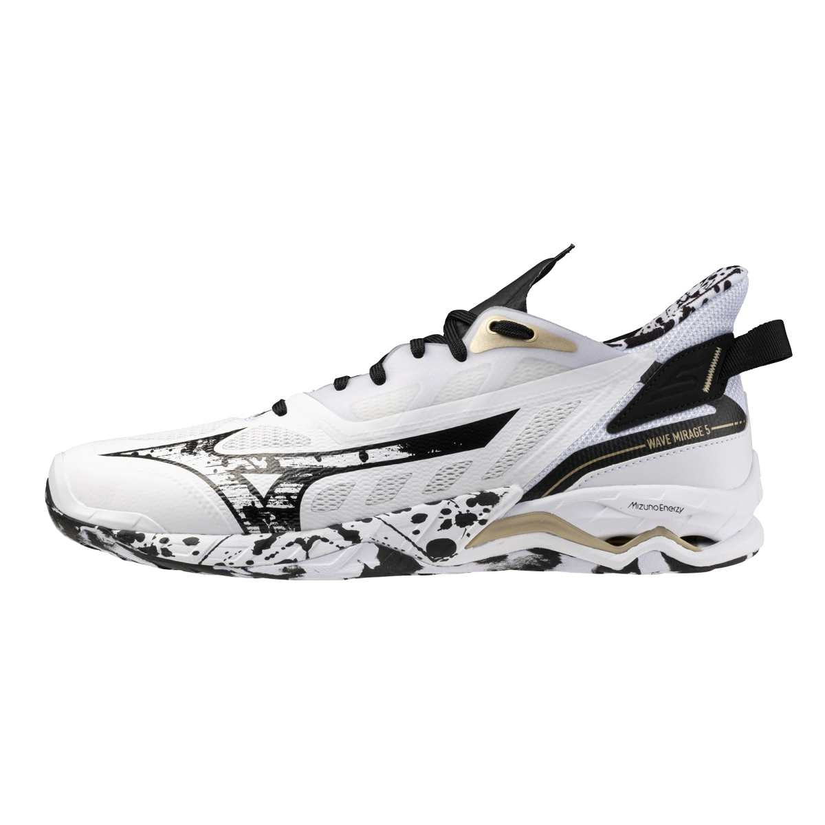 Mizuno WAVE MIRAGE 5(U) / White/Black/GE Gold / 50.0/14.0 – obrázek 1