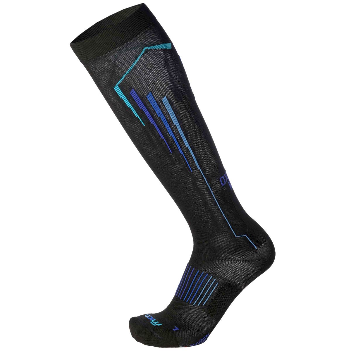 Mico LIGHT W. COMPRESSION RUN LONG SOCKS, NERO/TURCHESE, XXL – obrázek 1