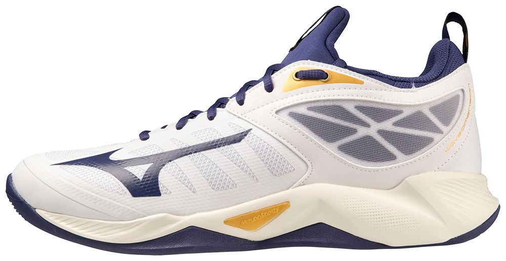 Mizuno WAVE DIMENSION / White/BlueRibbon/MP Gold / 50.0/14.0 – obrázek 1