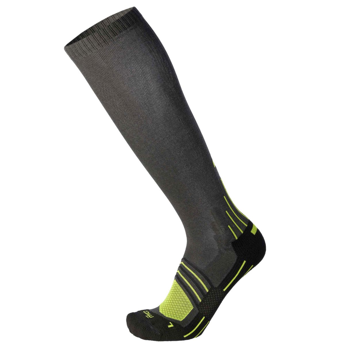 Mico MEDIUM W. LONG TREK SOCKS COMPRESSION, ANTRACITE/GIALLO FLUO, S – obrázek 1