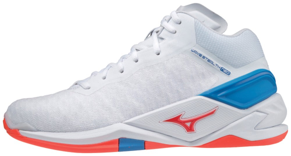 Mizuno WAVE STEALTH NEO MID / WHITE / IGNITION RED / FRENCH BLUE / 50.0/14.0 – obrázek 1