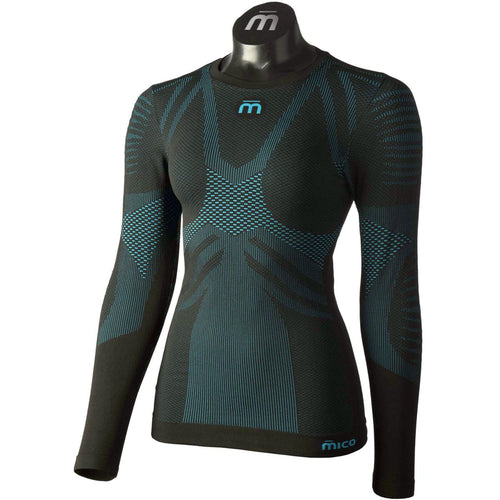 Mico WOMAN LONG SLVS R/NECK SHIRTEXTRA DRY, NERO/TURCHESE, II – obrázek 1