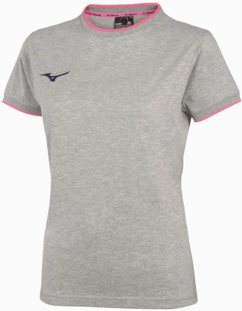 Mizuno Wom Mizuno Tee/Heather Grey/PinkFuo/L – obrázek 1