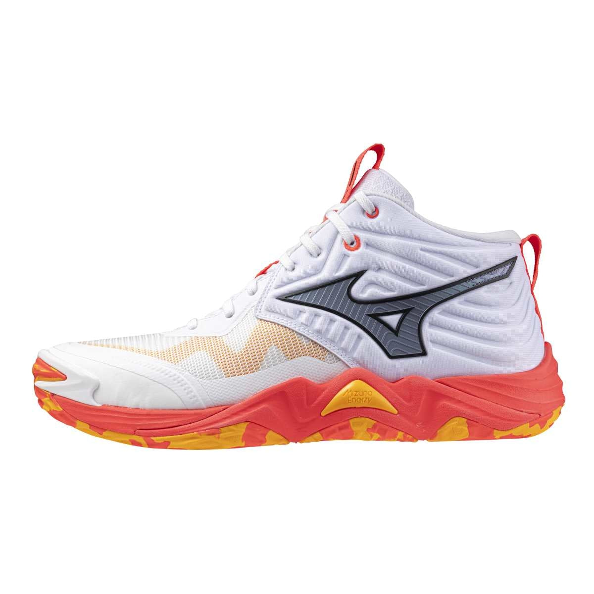 Mizuno WAVE MOMENTUM ELITE MID(U) / White/Fiery Coral 2/Citrus / 50.0/14.0 – obrázek 1