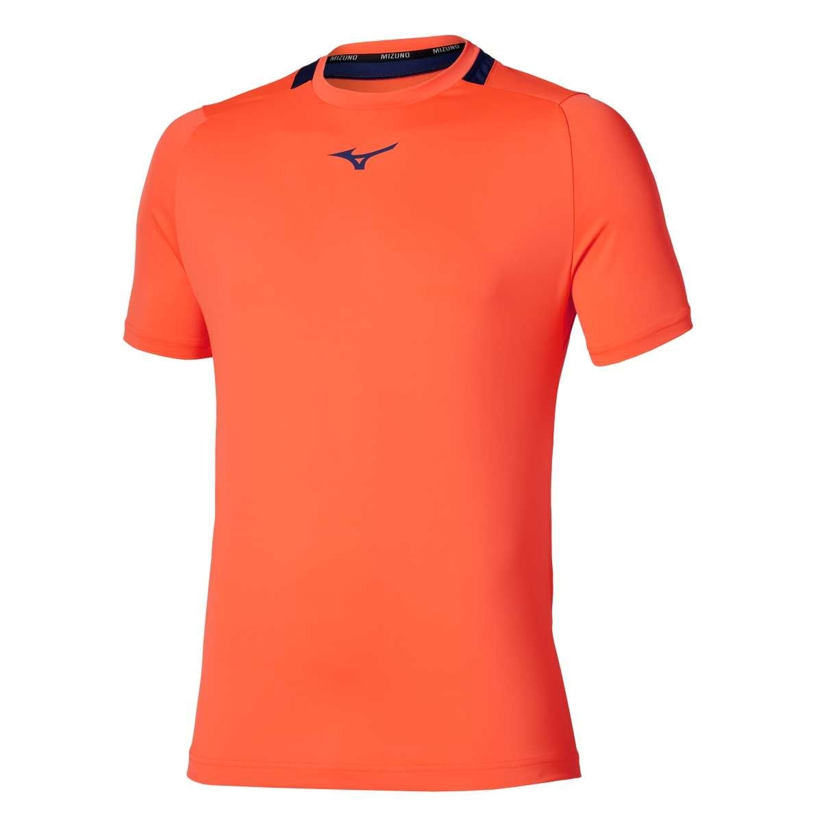 Mizuno Tennis Core Short Sleeve Tee / Lava Orange×Beacon Blue / L – obrázek 1