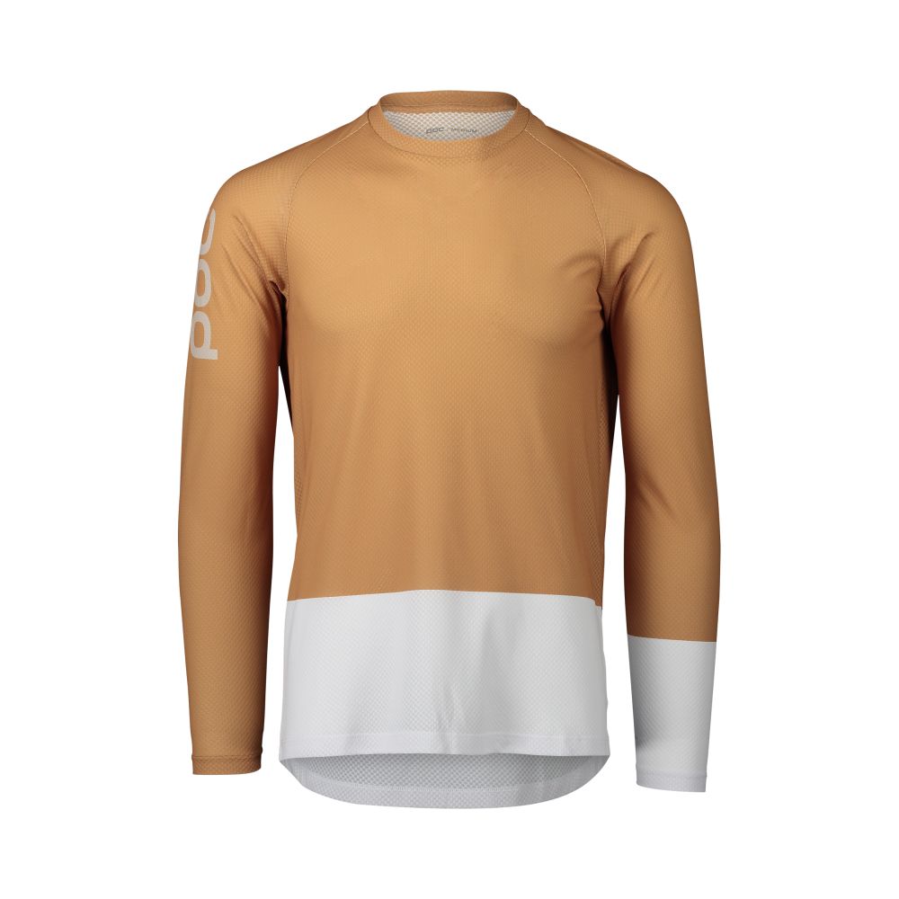 Poc MTB Pure LS Jersey Aragonite Brown/Hydrogen White XSM – obrázek 1