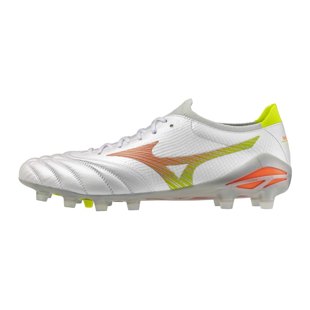 Mizuno MORELIA NEO V ? ELITE FG / White/Lava Orange/Evening Primrose / 47.0/12.0 – obrázek 1