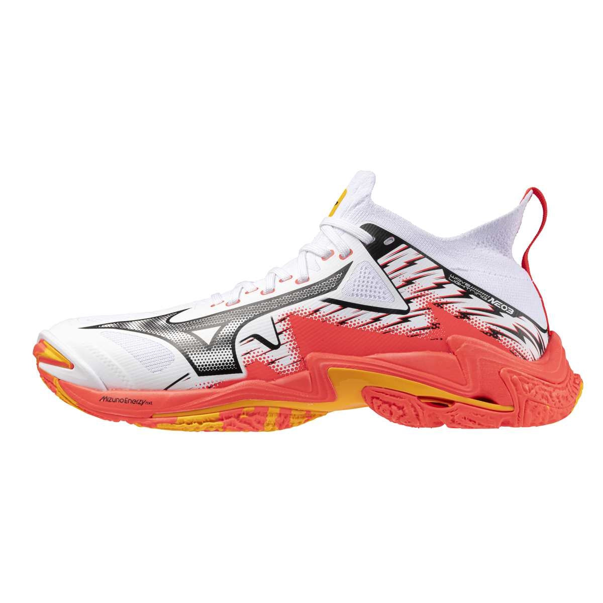 Mizuno WAVE LIGHTNING NEO 3(U) / White/Fiery Coral 2/Citrus / 38.5/5.5 – obrázek 1