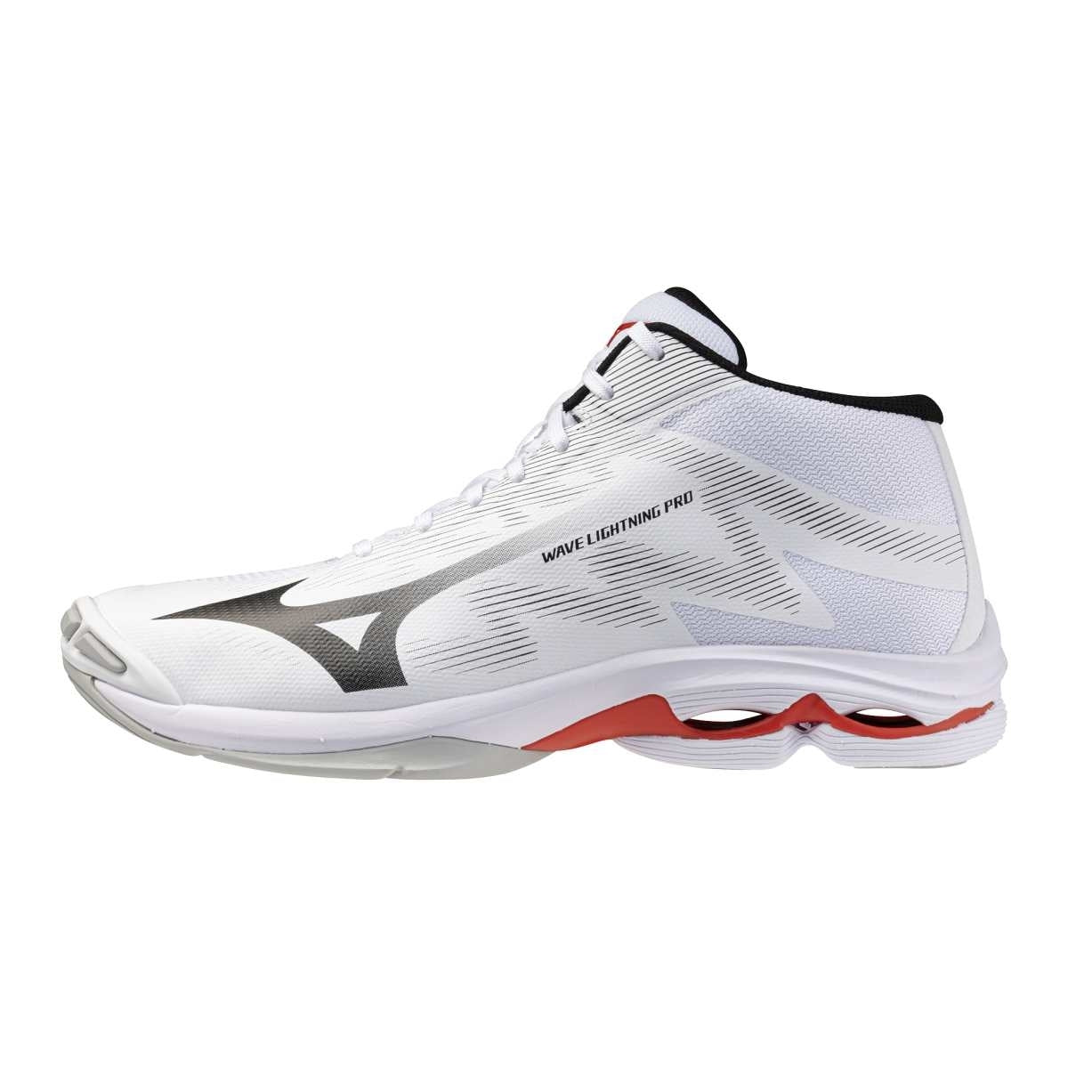 Mizuno WAVE LIGHTNING PRO MID(U) / White/Black/Fiery Red / 48.5/13.0 – obrázek 1
