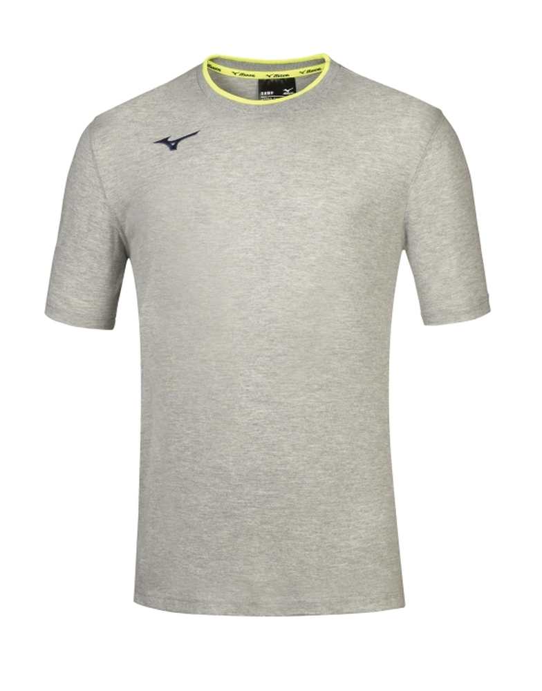 Mizuno Men Mizuno Tee / Heather Grey/Yellow Fluo/S – obrázek 1