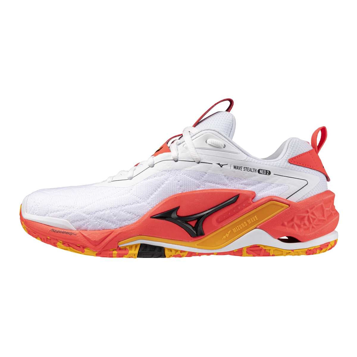 Mizuno WAVE STEALTH NEO 2(U) / White/Fiery Coral 2/Citrus / 50.0/14.0 – obrázek 1