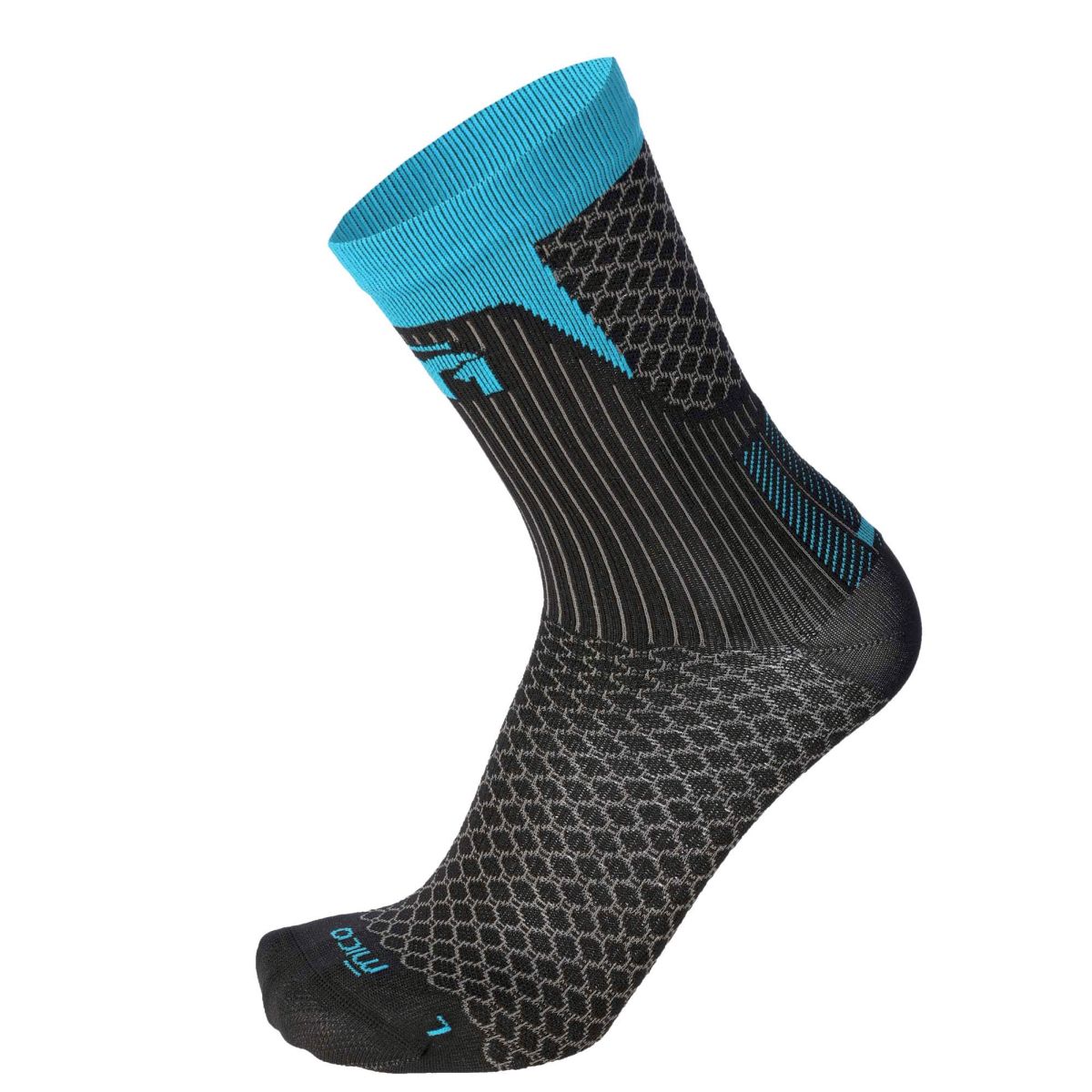 Mico LIGHT WEIGHT M1 TRAIL RUN SOCK, NERO/TURCHESE, S – obrázek 1