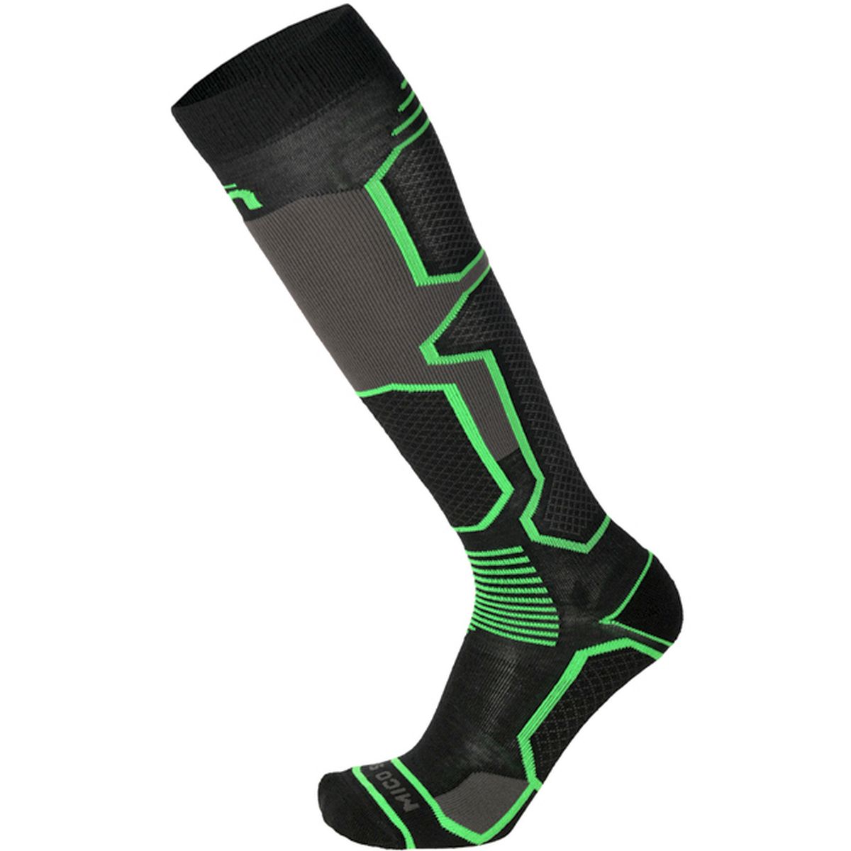 Mico CALZA SKI PERFORMANCE, NERO VERDE FLUO, M – obrázek 1
