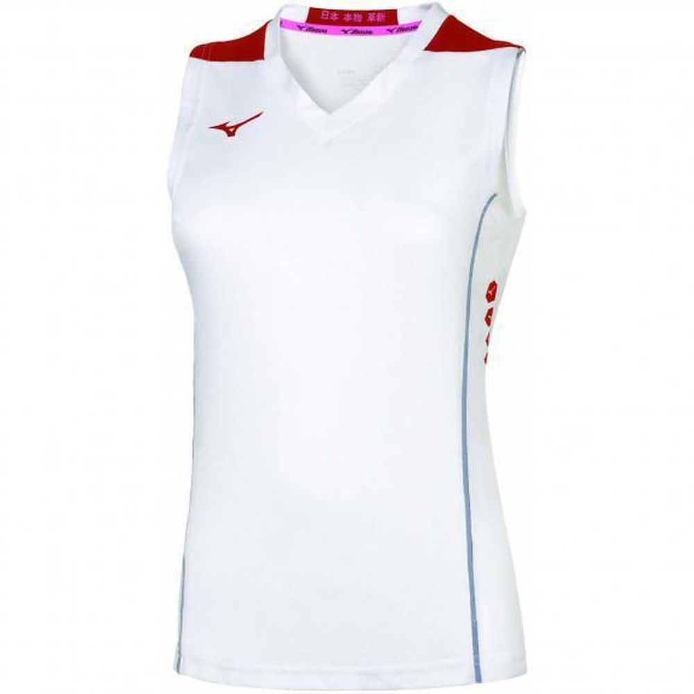 Mizuno Hex Rect NS Shirt/White/Red/XS – obrázek 1