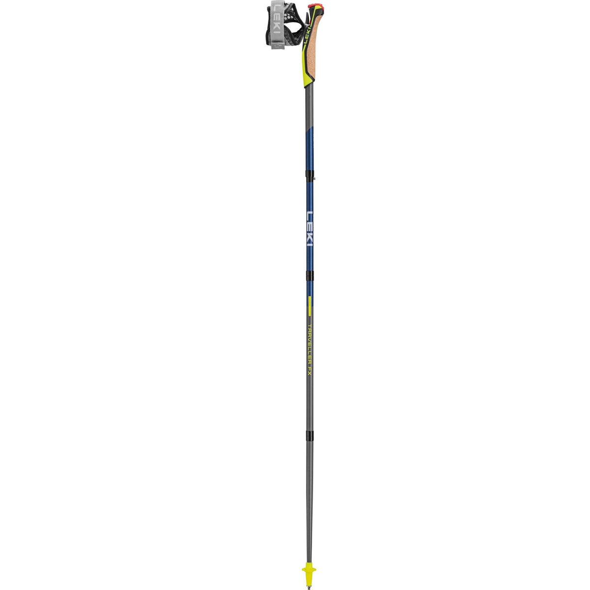 Leki Traveller FX.One Carbon, silvergray-midnightblue dark metallic-neonyellow, 130 cm – obrázek 1