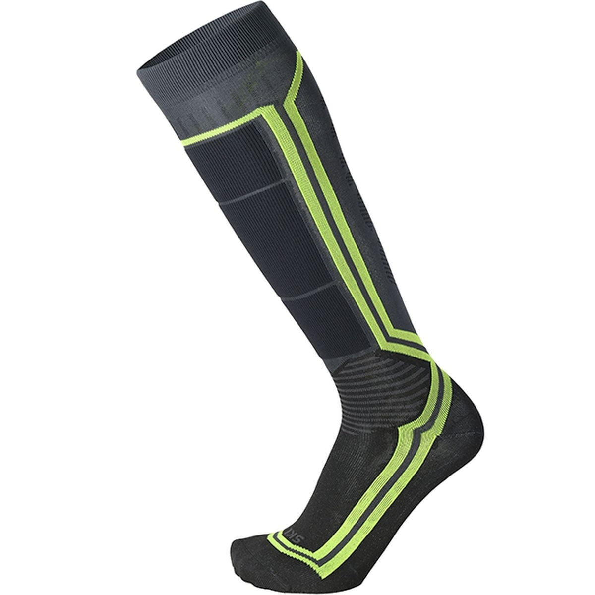 Mico CALZA SKI LIGHT W. ODOR ZERO X-STATIC, ANTRACITE/GIALLO FLUO, M – obrázek 1