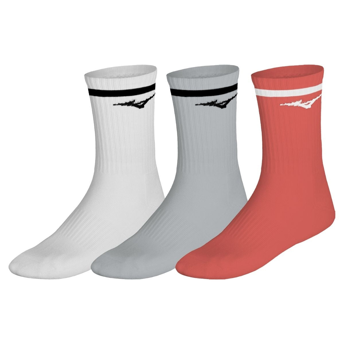 Mizuno Training 3P Socks With Line / White / Cloudscape / Lava Orange / L – obrázek 1